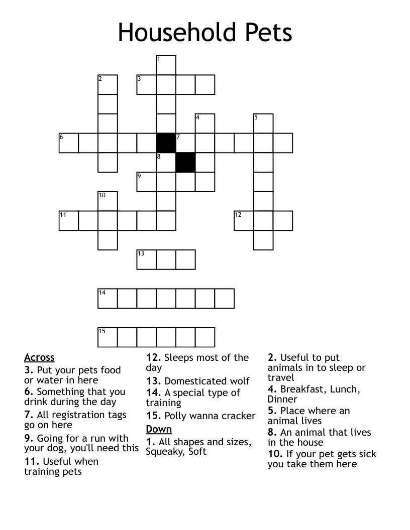 Household Pets Crossword