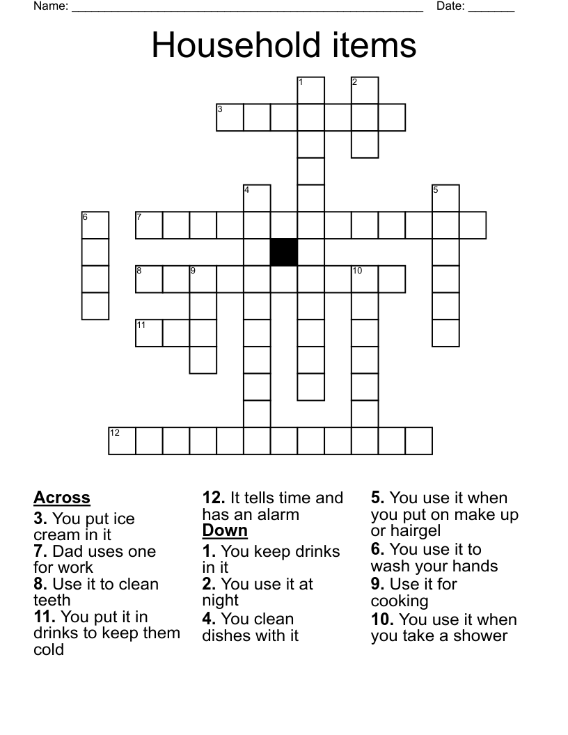 Household items Crossword
