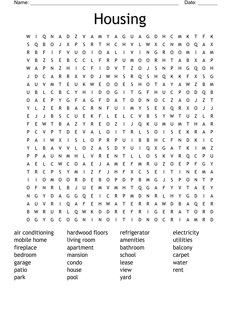 Housing Word Search
