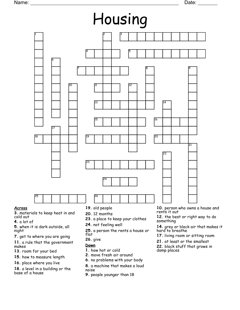 Housing Crossword