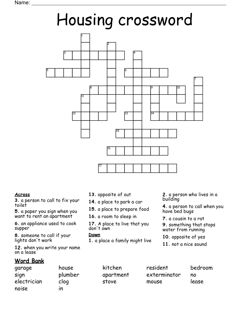 Housing crossword