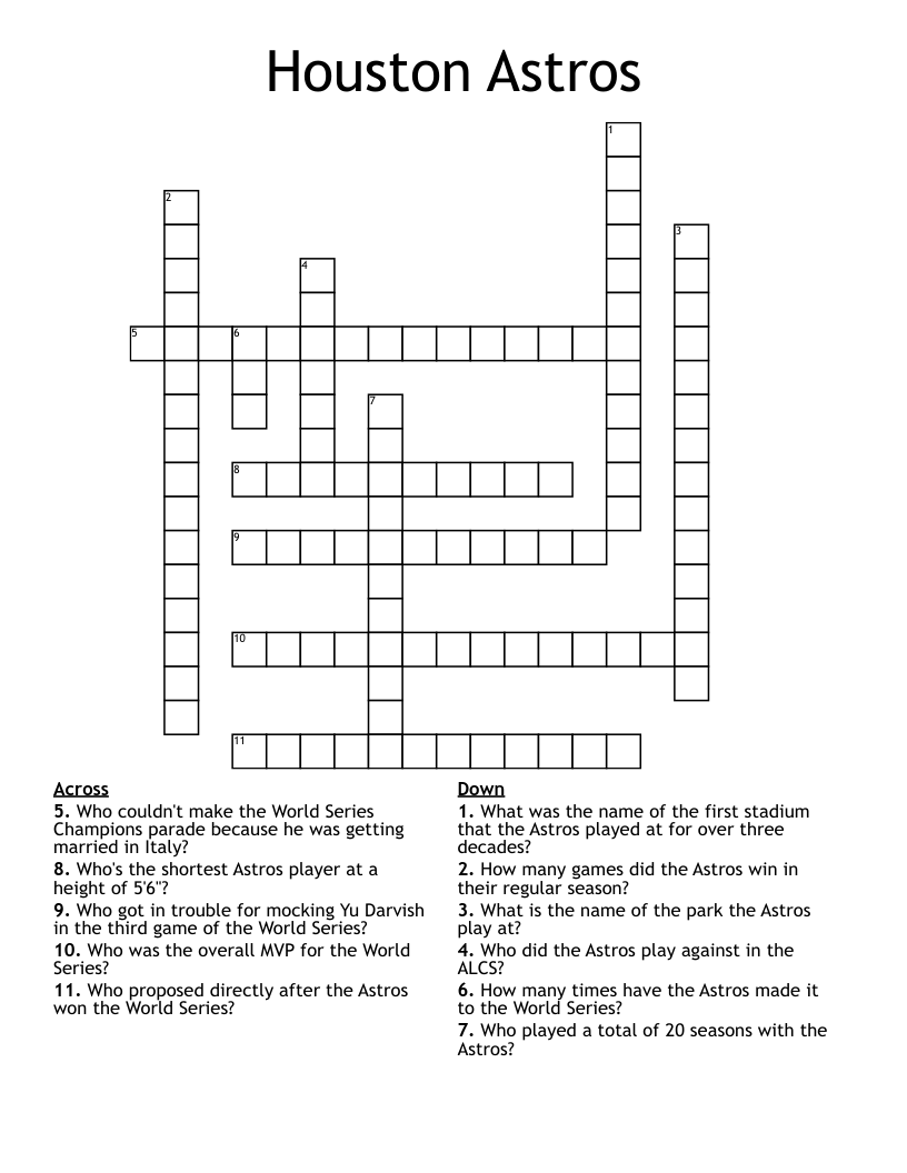 Houston Astros Crossword