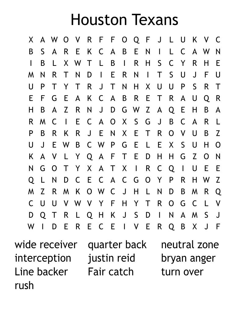 Houston Texans Word Search