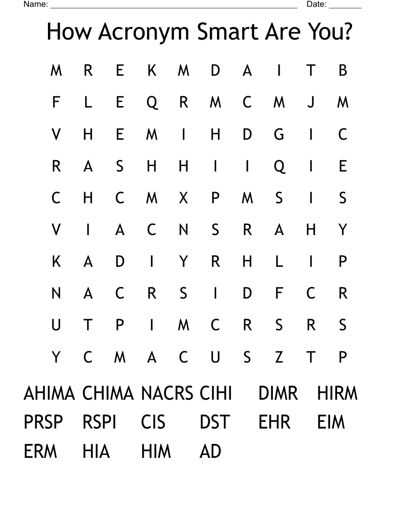 How Acronym Smart Are You?  Word Search