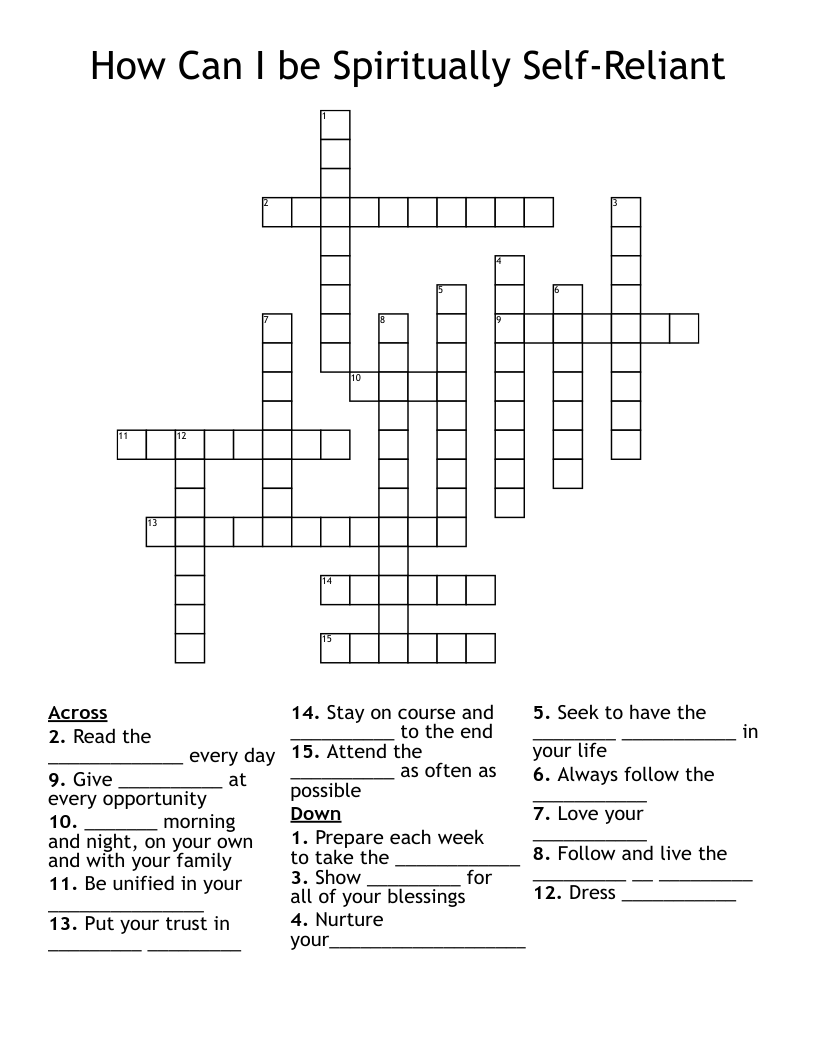 How Can I be Spiritually Self-Reliant  Crossword