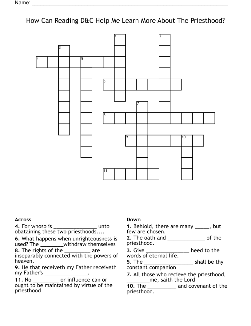 How Can Reading D&C Help Me Learn More About The Priesthood? Crossword