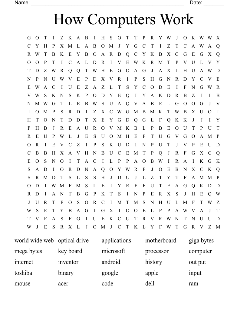 How Computers Work  Word Search