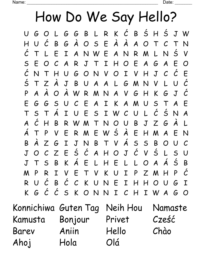 How Do We Say Hello? Word Search