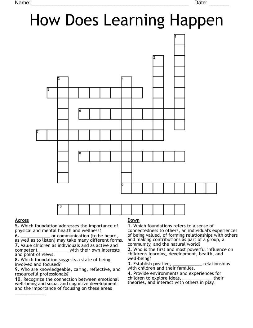 How Does Learning Happen  Crossword