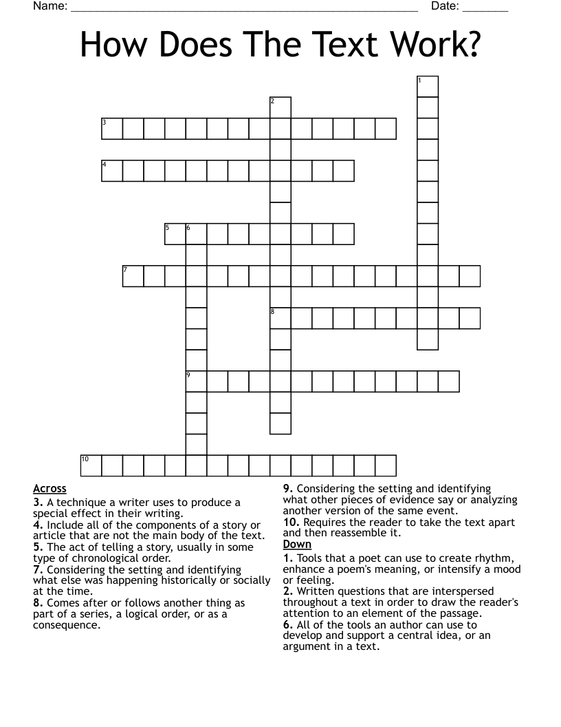How Does The Text Work?  Crossword