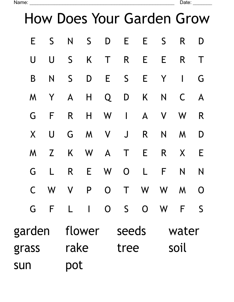How Does Your Garden Grow Word Search