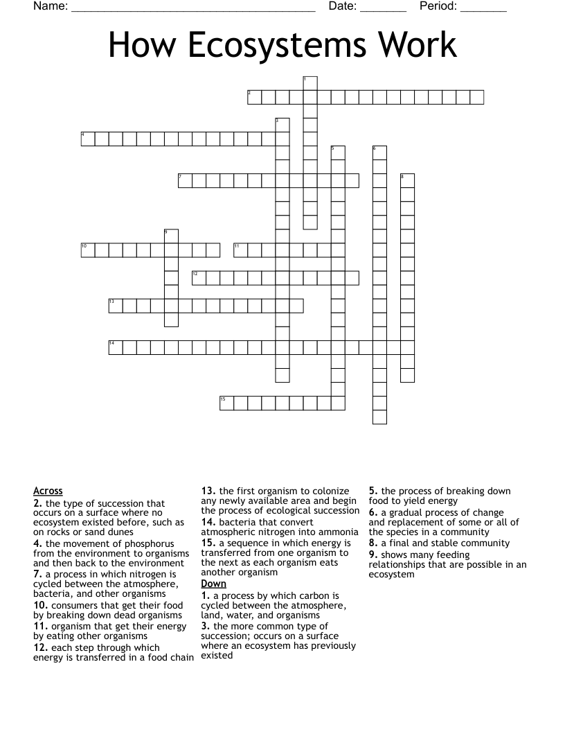 How Ecosystems Work Crossword