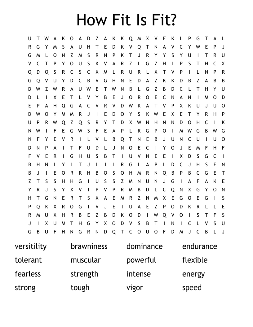 How Fit Is Fit? Word Search