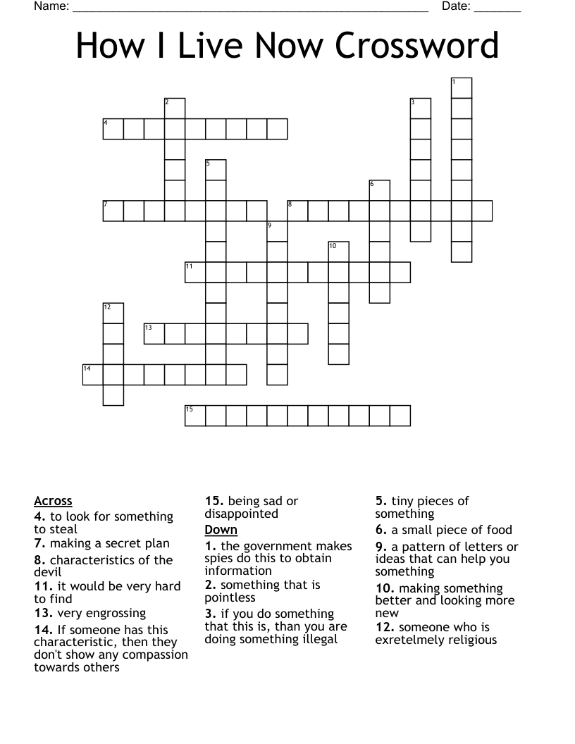 How I Live Now Crossword 