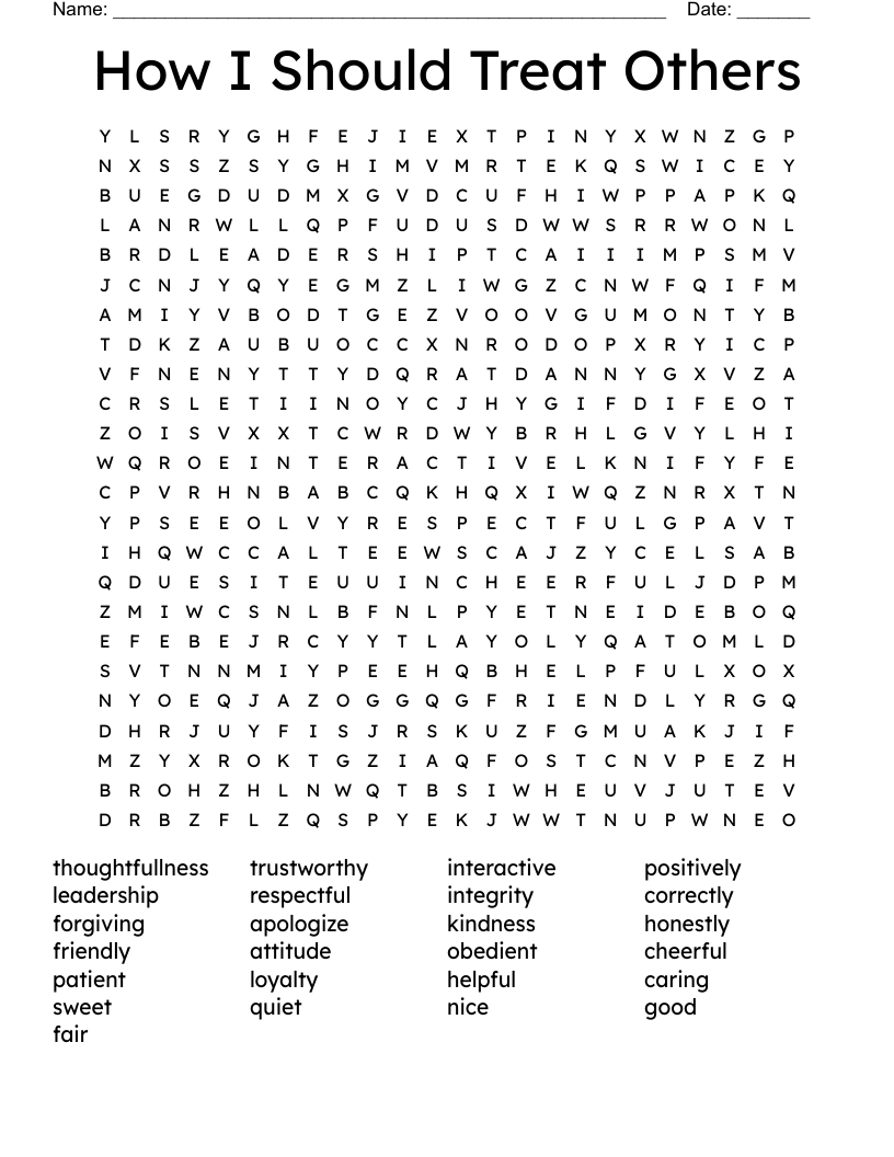 How I Should Treat Others Word Search
