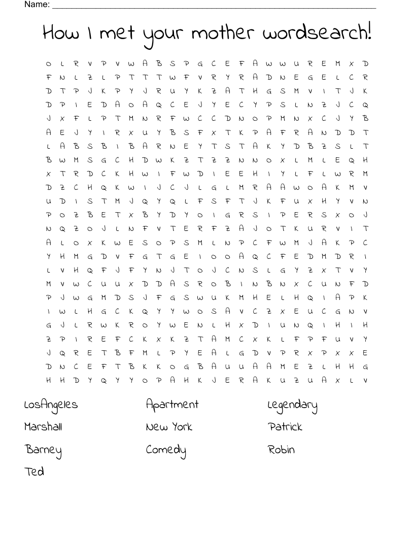 How I met your mother wordsearch!