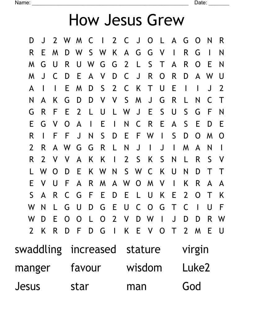 How Jesus Grew Word Search