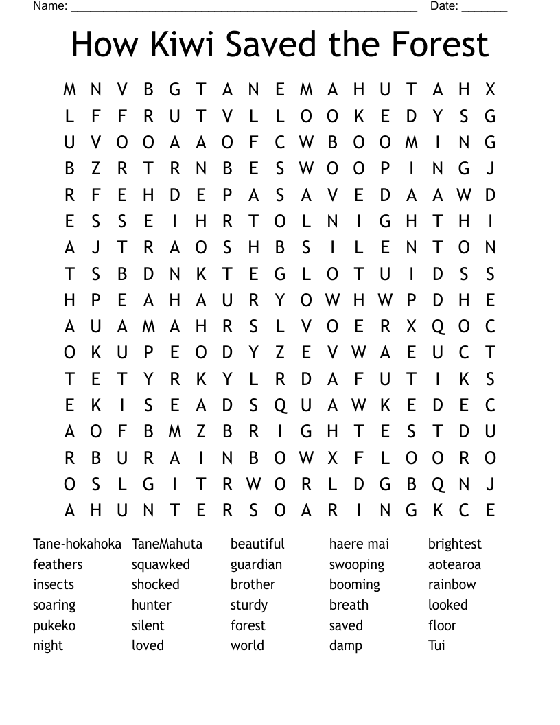 How Kiwi Saved the Forest Word Search