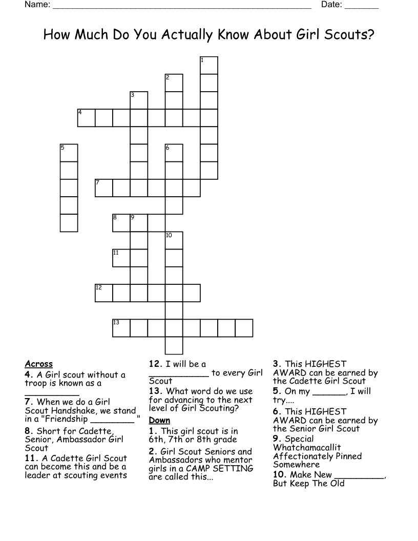 How Much Do You Actually Know About Girl Scouts? Crossword