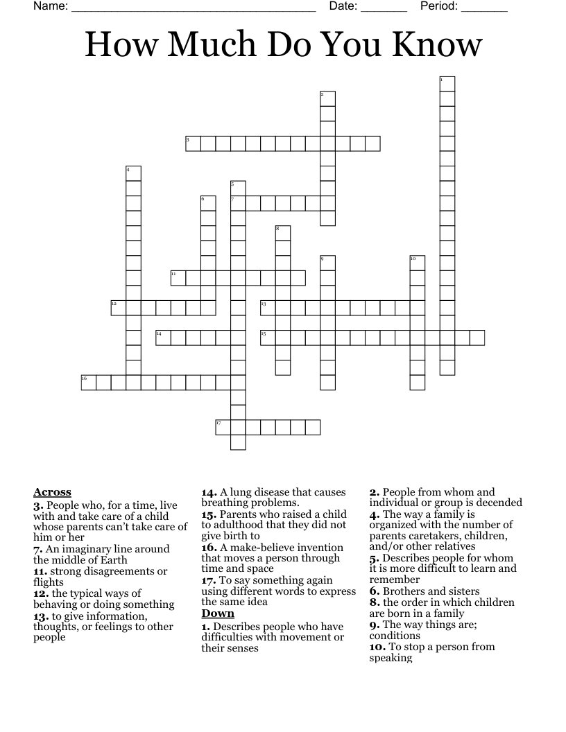 How Much Do You Know Crossword