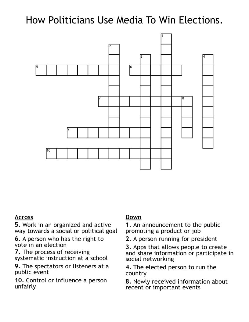 How Politicians Use Media To Win Elections. Crossword