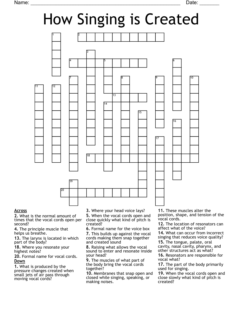 How Singing is Created Crossword