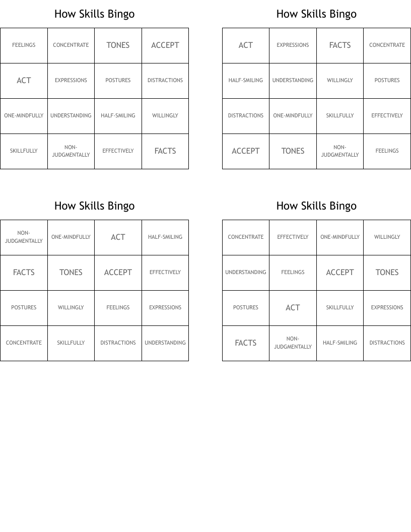 How Skills Bingo