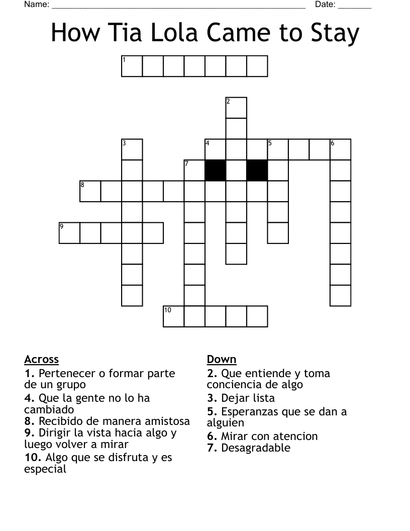 How Tia Lola Came to Stay Crossword