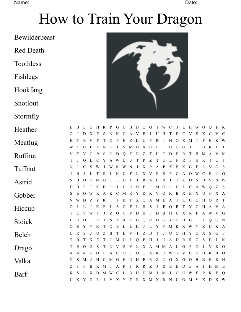 How to Train Your Dragon Word Search