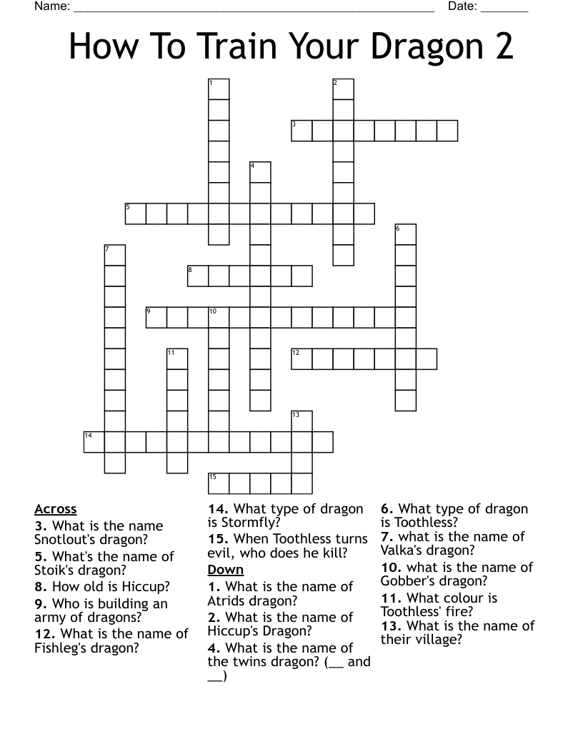 How To Train Your Dragon 2 Crossword
