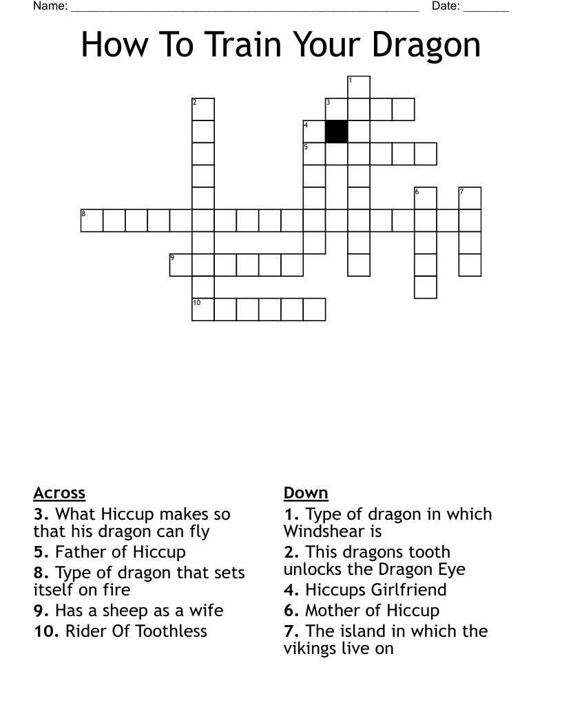 How To Train Your Dragon Crossword