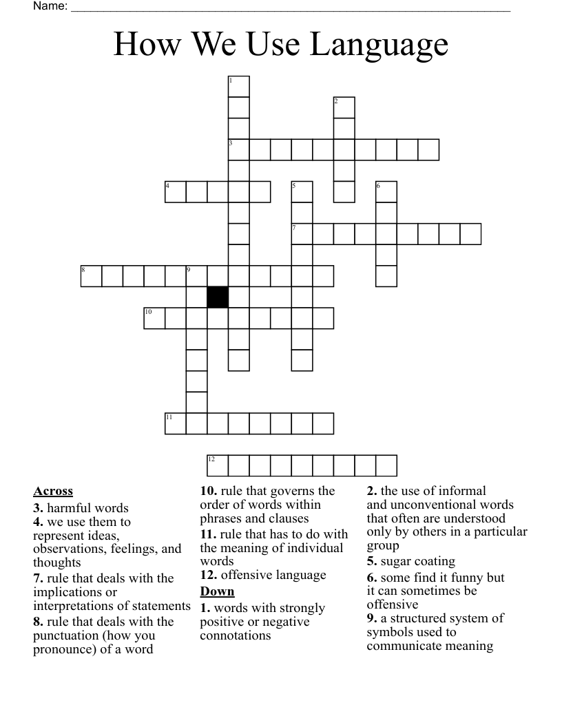 How We Use Language Crossword
