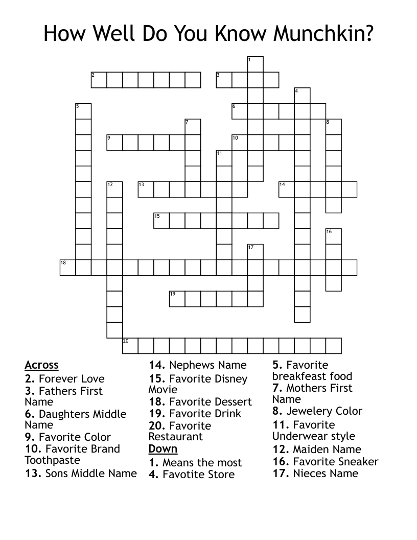 How Well Do You Know Munchkin? Crossword