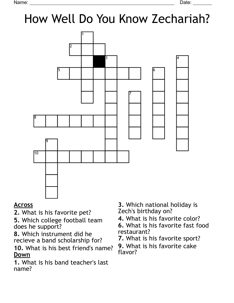 How Well Do You Know Zechariah? Crossword