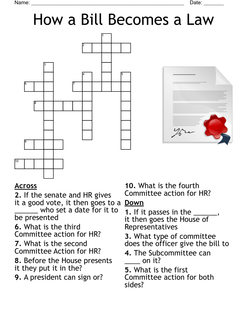 How a Bill Becomes a Law Crossword