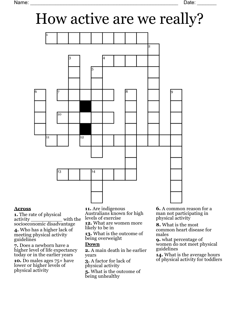 How active are we really? Crossword