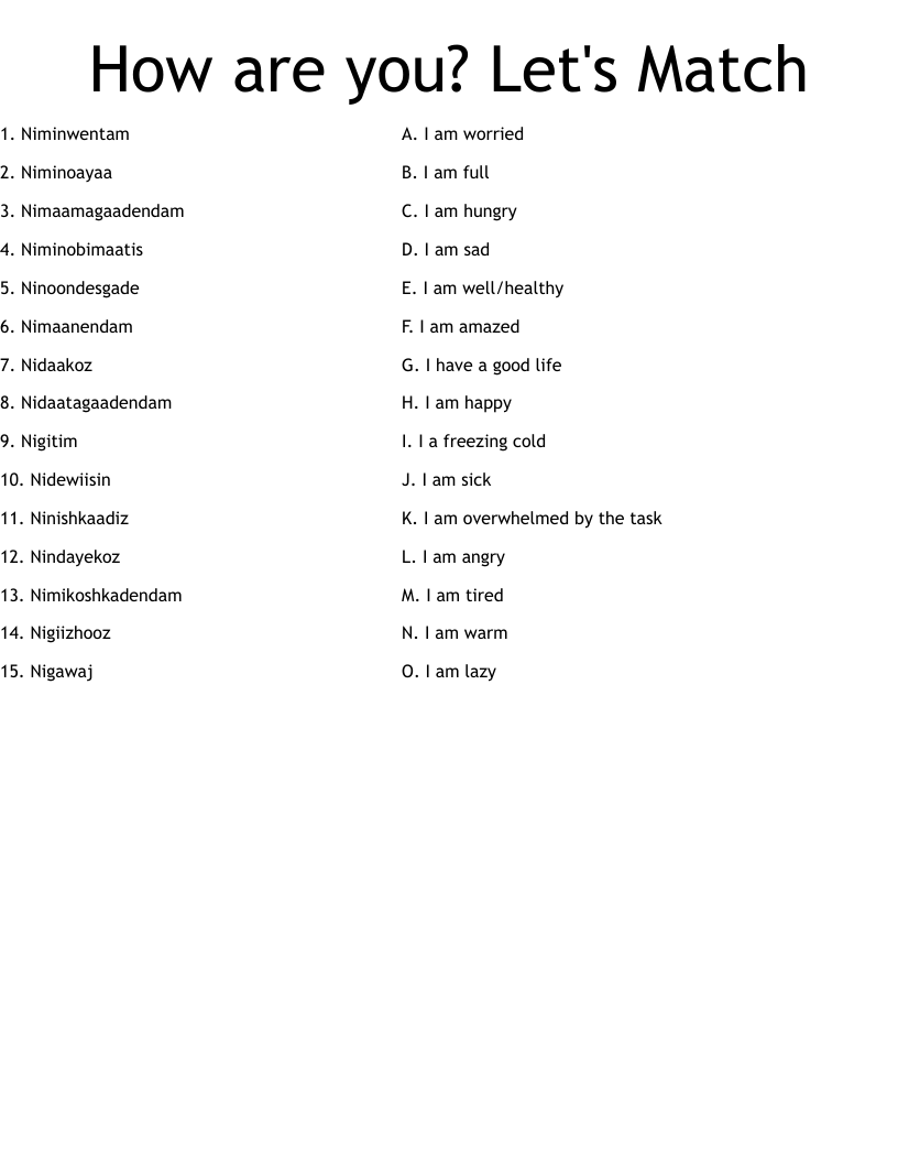 How are you? Let's Match Worksheet