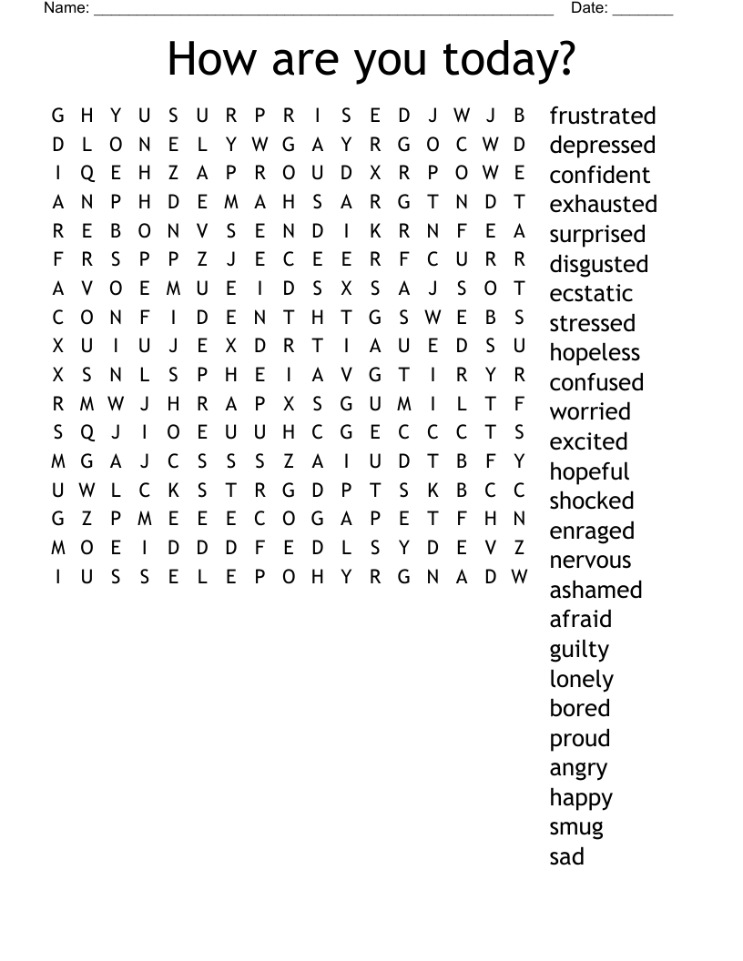 How are you today? Word Search