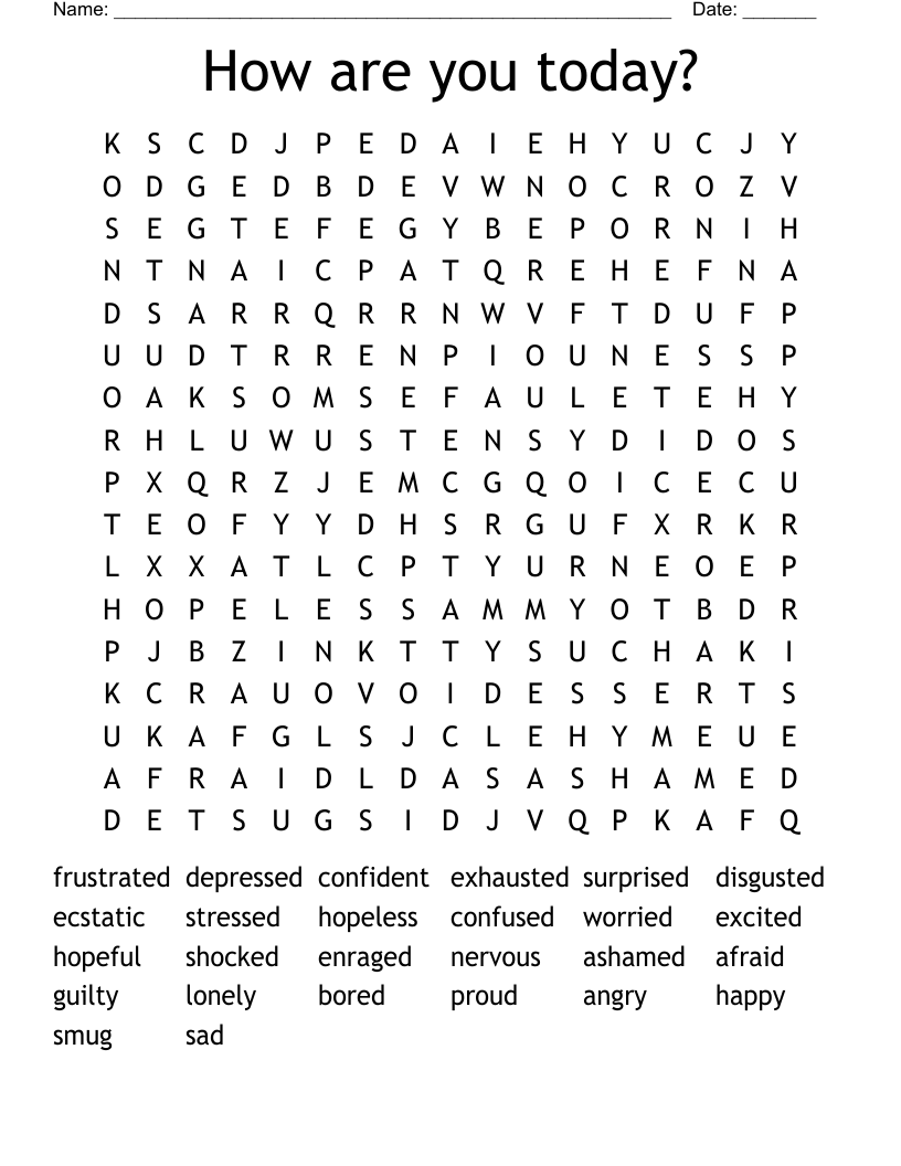 How are you today? Word Search