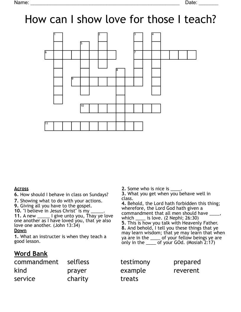 How can I show love for those I teach? Crossword