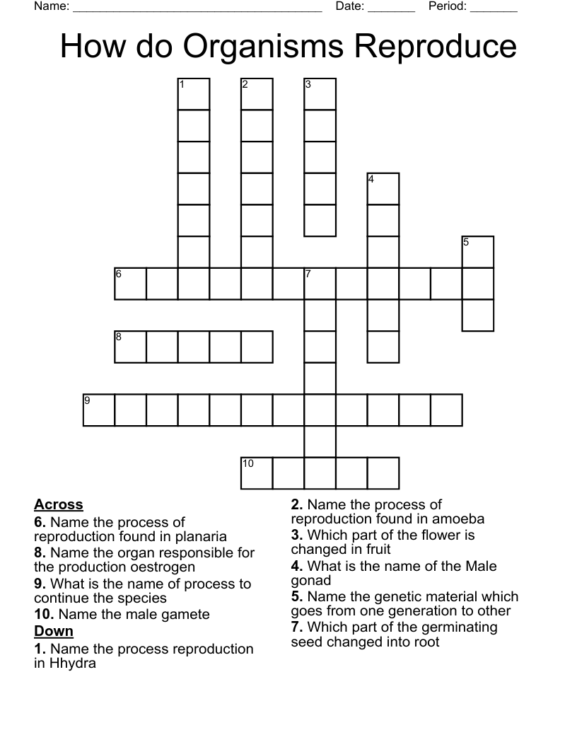 How do Organisms Reproduce Crossword