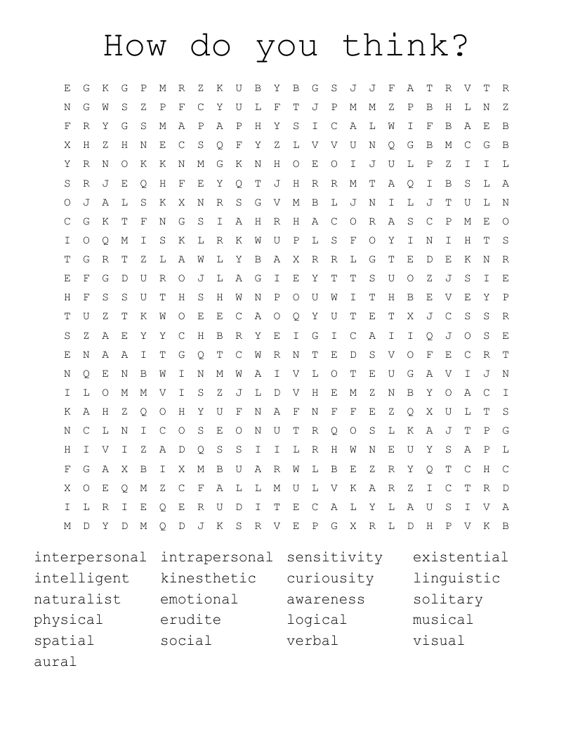 How do you think? Word Search