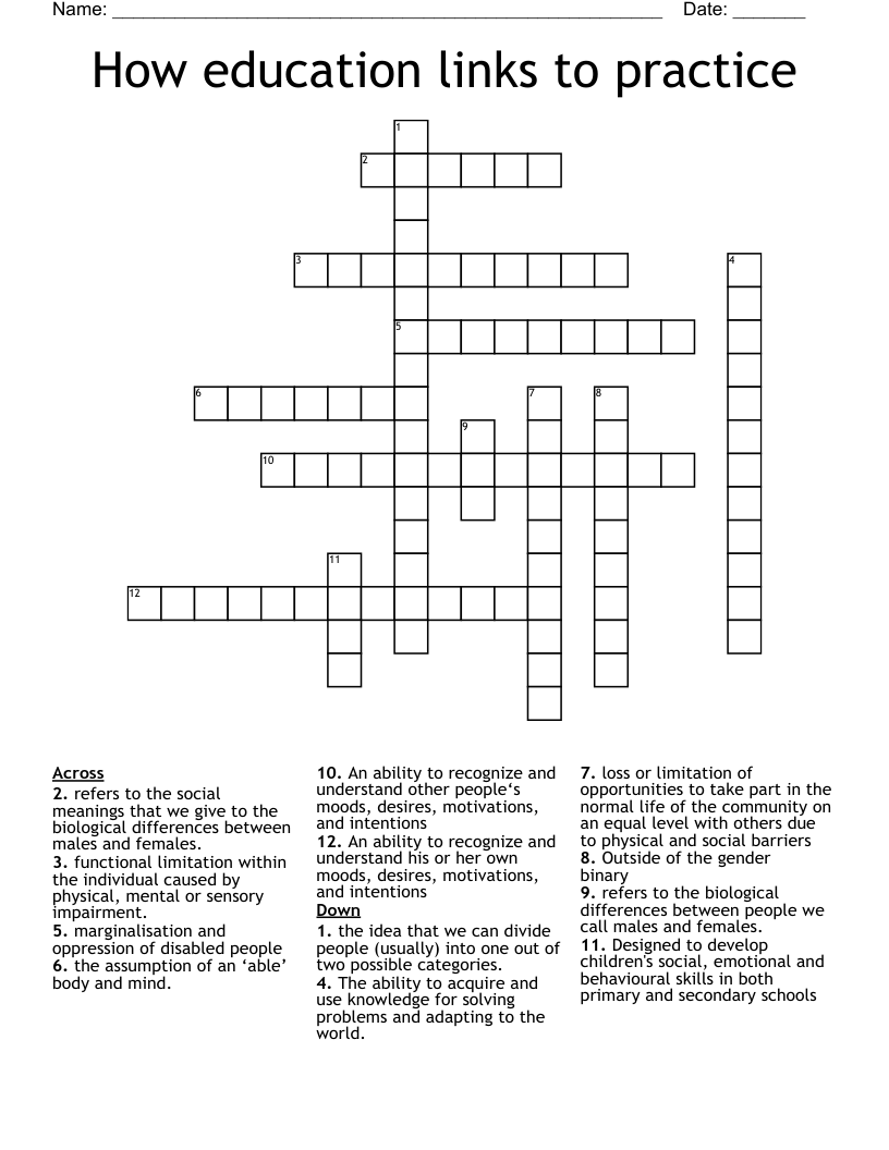 How education links to practice Crossword