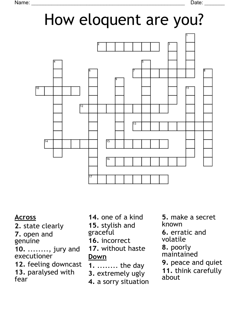 How eloquent are you? Crossword