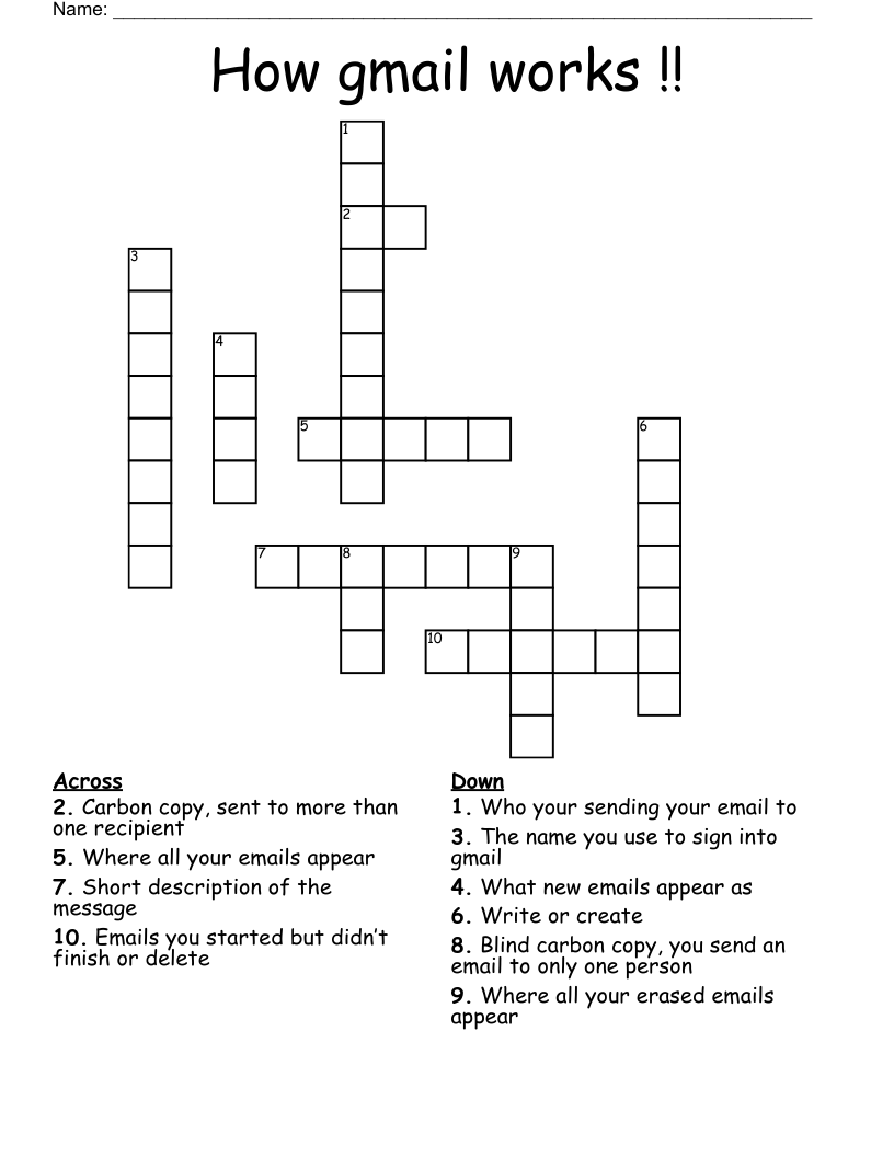 How gmail works !!  Crossword
