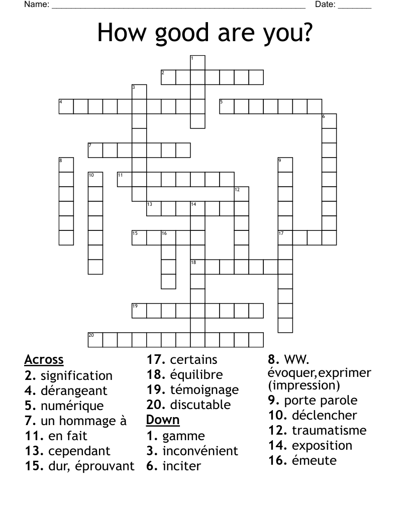 How good are you? Crossword