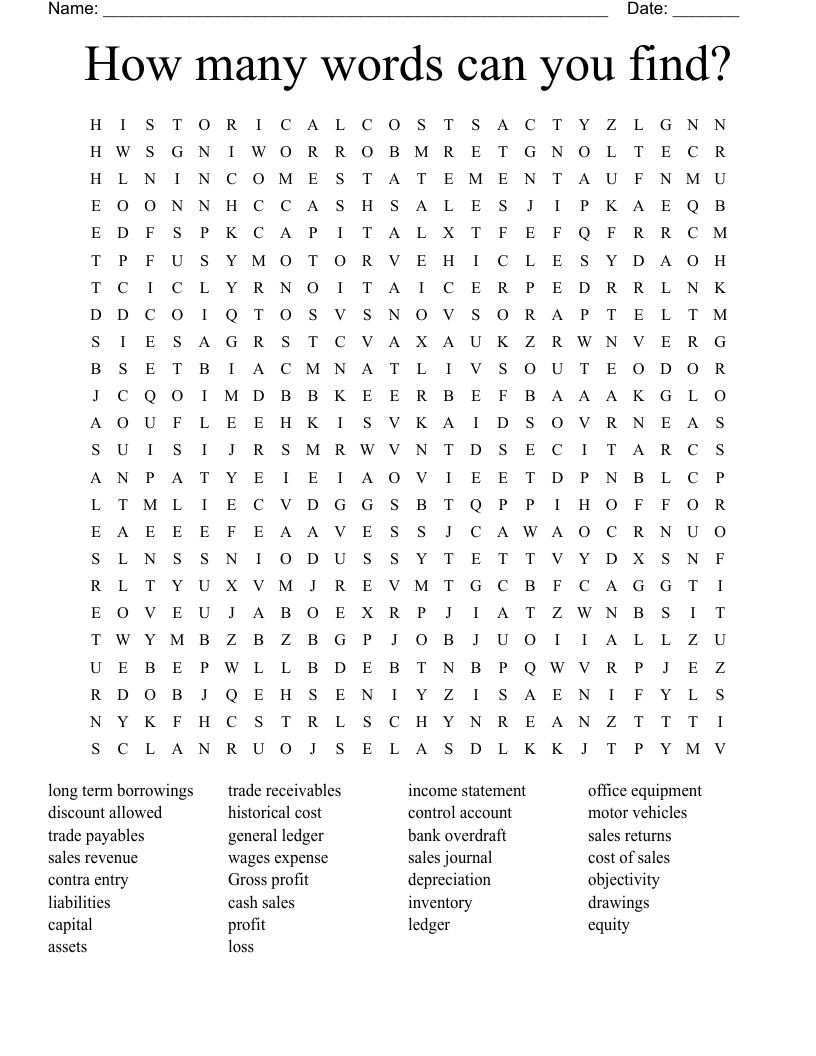 How many words can you find? Word Search