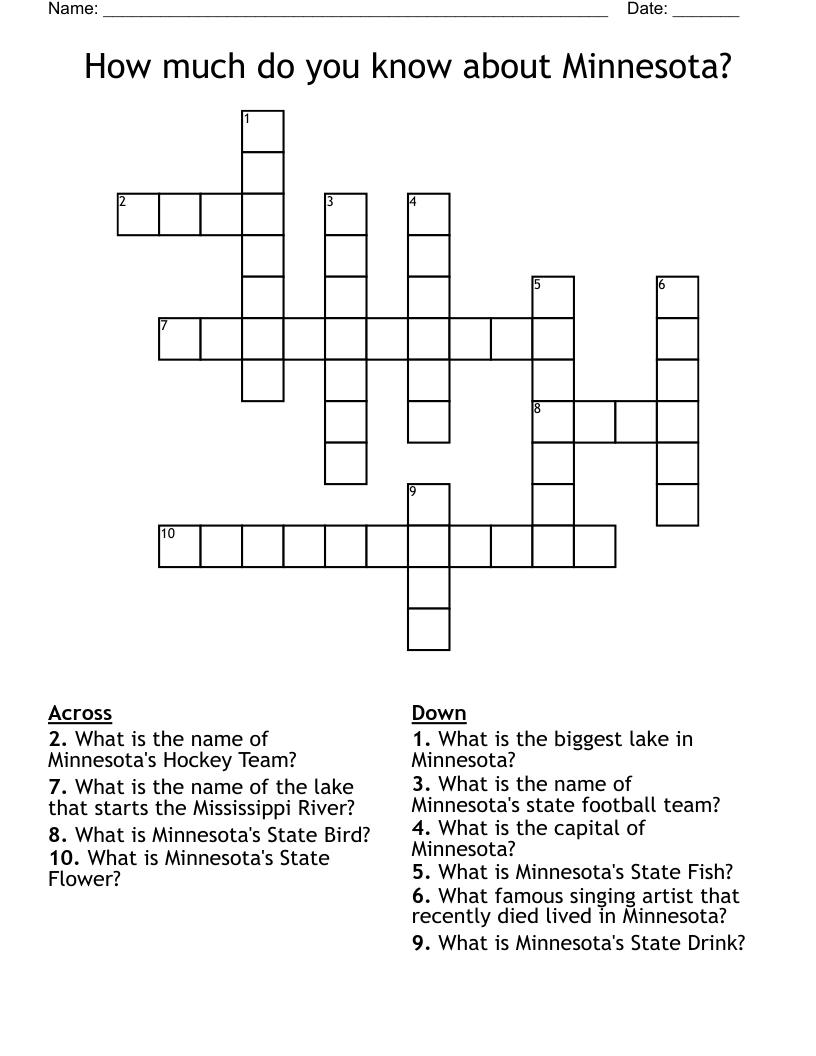How much do you know about Minnesota? Crossword