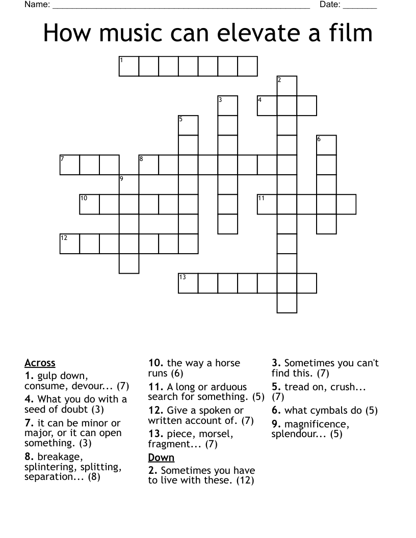 How music can elevate a film Crossword
