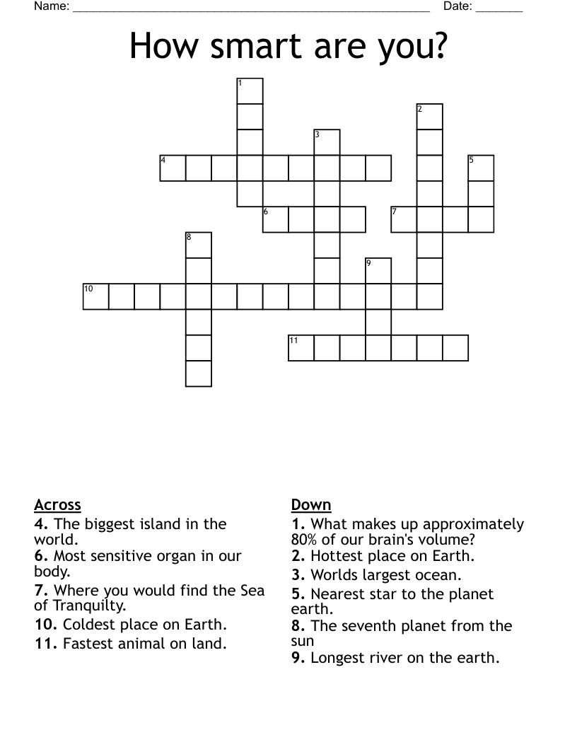 How smart are you? Crossword